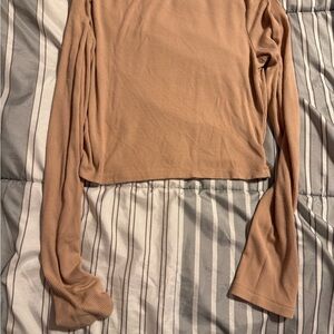 Forever 21 Ribbed Camel Long Sleeve Top